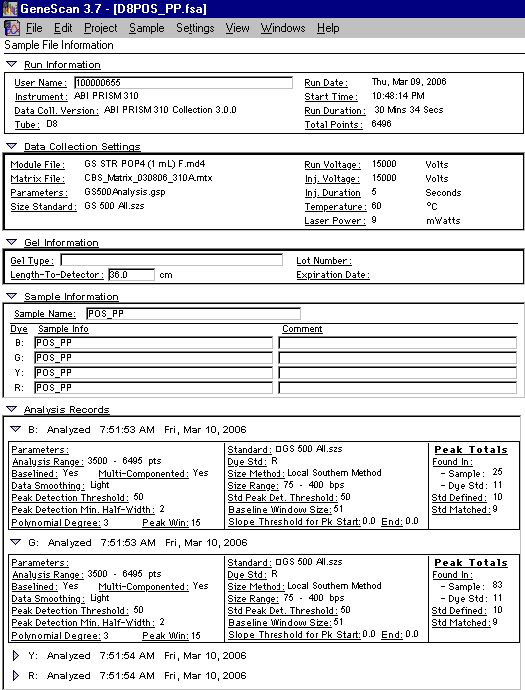 Sample File Information
