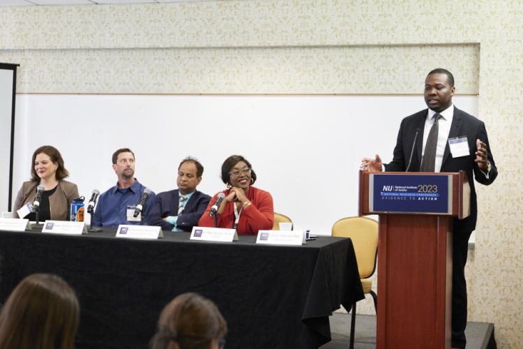 NIJ 2023 Research Conference Panel "The Problem with Cannabis: Hemp, Marijuana Legalization, and the Farm Bill of 2018," presenters Vera Kachnowski; Ryan Vandrey; Nanda Srinivasan; Rabi Musah; Chris Alexander