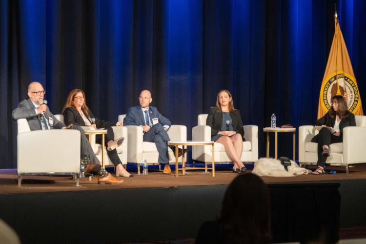 NIJ's Lucas Zarwell moderates the plenary "Advancing Justice for the Missing and Unidentified Through Research"